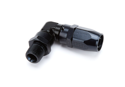 Fitting - Hose End - 3000 Series - 90 Degree - 8 AN Hose to 3/8 in NPT Male - Aluminum - Black Anodized - Each