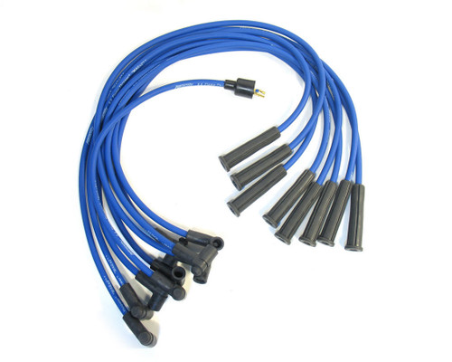 Spark Plug Wire Set - Flame-Thrower - Spiral Core - 8 mm - Blue - Straight Plug Boots - Small Block Ford - Kit