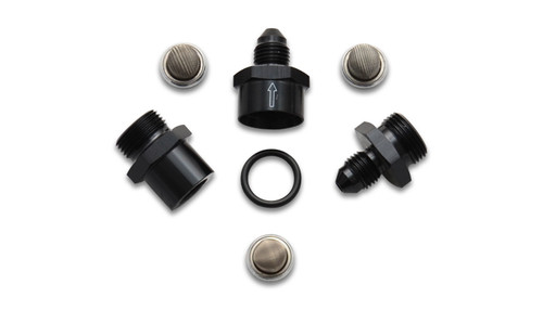 Fitting - Adapter - Inline Filter - 4 AN - 30 Micron / 80 Micron / 150 Micron Screen - Aluminum - Black Anodized - Kit