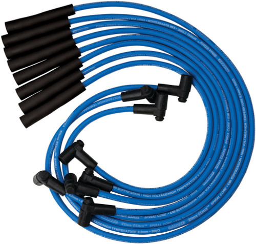 Spark Plug Wire Set - Blue Max - Spiral Core - 8 mm - Blue - Straight Plug Boots - HEI Style Terminal - Oldsmobile V8 - Kit