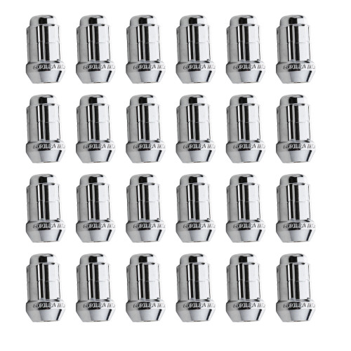 Lug Nut - Acorn - 1/2 x 20 in Thread - 60 Degree Seat - Closed End - Key - Steel - Chrome - Universal - Set of 24