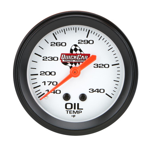 Oil Temperature Gauge - 140-340 Degree F - Mechanical - Analog - 2-5/8 in Diameter - Silver Face - Each