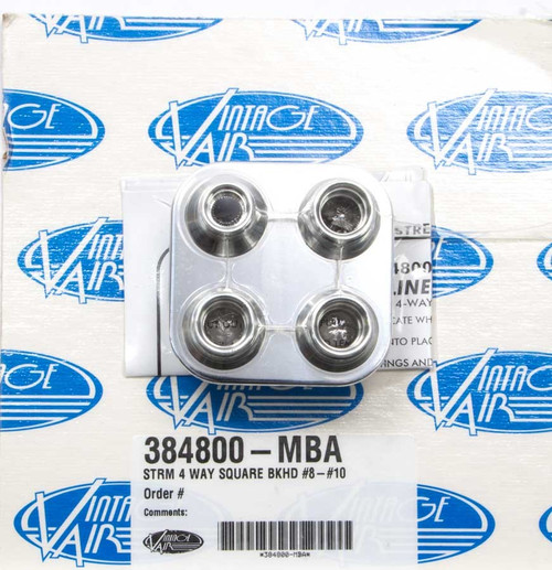 Bulkhead Plate - Streamline - 4 Port - 8 AN Male O-Ring to 10 AN Male O-Ring - Aluminum - Polished - Each