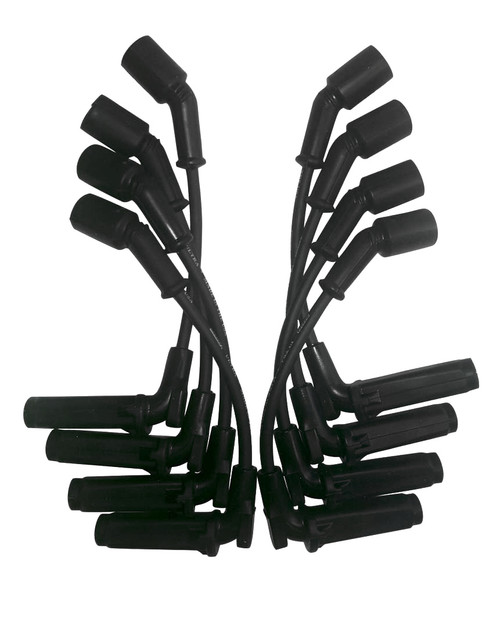 Spark Plug Wire Set - Ultra - Spiral Core - 7 mm - Black - 90 Degree Plug Boots - Factory Style Boots - 9.75 in Long - GM LS-Series - Kit