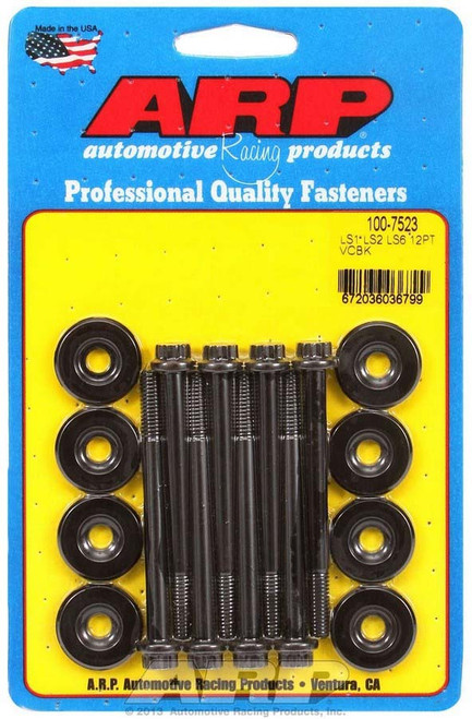 Valve Cover Fastener - Bolt - 6 mm Male Thread - 2.755 in Long - 12 Point Head - Washers Included - Chromoly - Black Oxide - GM LS-Series - Set of 8