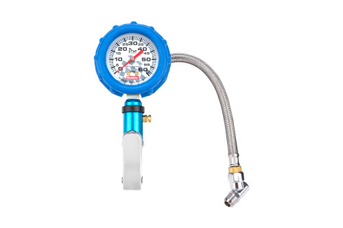 Tire Inflator and Gauge - 0-60 psi - Analog - 2-1/4 in Diameter - White Face - Each