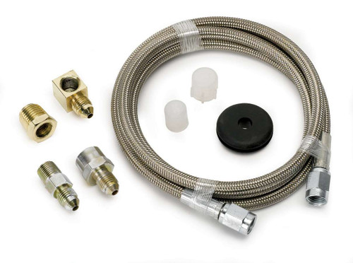 Gauge Line Kit - 3 AN - 4 ft - 3 AN Female to 3 AN Female - Fittings Included - Braided Stainless - Mechanical Pressure Gauges - Kit