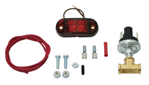 Warning Light - Oil Pressure - 15-24 psi - Adjustable - 1/8 in NPT Male - Light / Sender / T Fitting / Wiring - Red - Kit