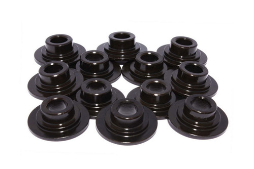 Valve Spring Retainer - 7 Degree - 0.870 in / 0.650 in OD Steps - 1.250 in Dual Spring - Chromoly - Black Oxide - Small Block Chevy / GM V6 - Set of 12