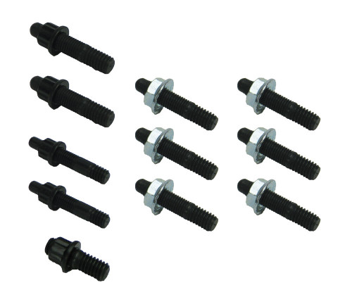 Oil Pan Stud - 12 Point / Hex Head Nuts - Bullet Nose Stud - Grade 8 - Steel - Black Oxide - Big Block Chevy Race Pans - Kit