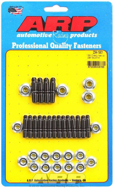 Oil Pan Stud - Hex Nuts - 2-Piece Cork Gasket - Chromoly - Black Oxide - Small Block Chevy - Kit