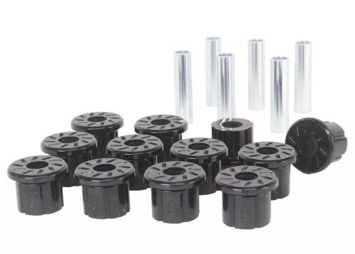 Leaf Spring and Shackle Bushing - Rear - Polyurethane / Steel - Black / Zinc Plated - GM Fullsize Truck 1975-86 - Kit