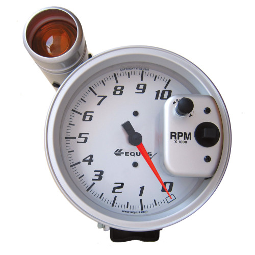Tachometer - 6000 Series - 10000 RPM - Electric - Analog - 5 in Diameter - Pedestal Mount - Shift Light - Silver Face - Each