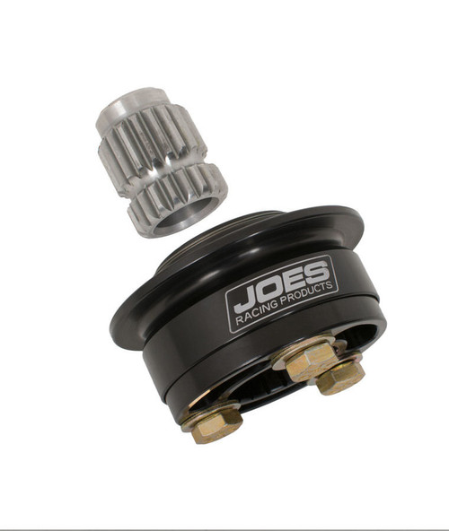 Steering Wheel Quick Release - Pinless - 360 Degree Release - Aluminum - Black Anodized - 3-Bolt Steering Wheel - 3/4 in Shaft - Kit