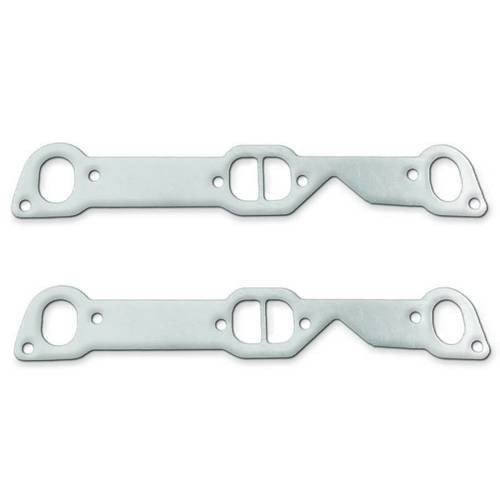 Exhaust Manifold / Header Gasket - 1.125 x 1.938 D Center Port - 1.500 x 1-15/16 in Oval End Port - Graphite - Pontiac V8 - Pair