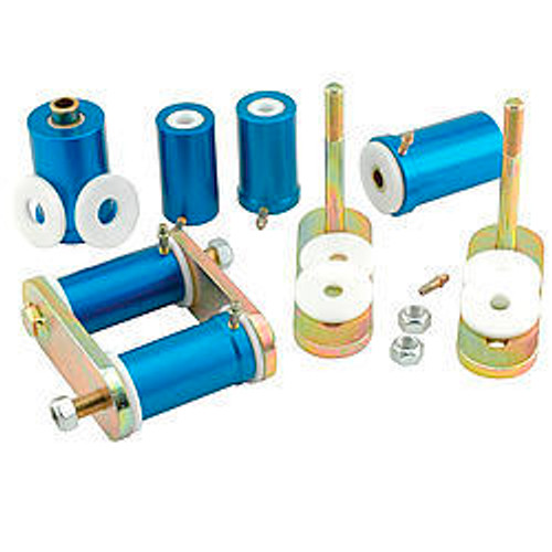 Spring Shackle - Del-A-Lum - Aluminum / Plastic Bushings - Steel - Cadmium - GM F-Body 1967-81 - Kit