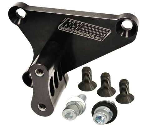 Steering Box Mount - Direct Head Mount - Aluminum - Black Anodized - Small Block Chevy - KSE Tandem Pumps - Each