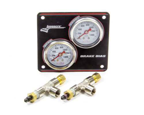 Brake Bias Gauge - AccuTech - Dual Gauge - 0-1500 psi - Mechanical - Analog - 1-1/2 in Diameter - White Face - Vertical Panel - Aluminum - Kit
