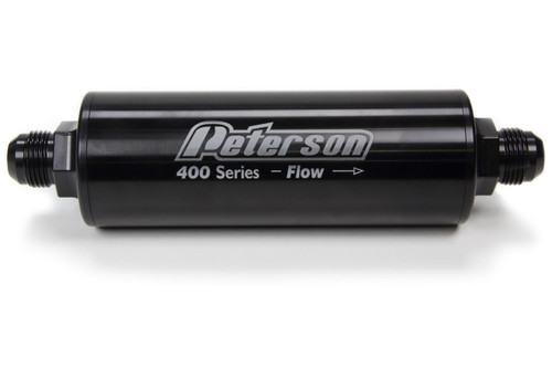 Fuel Filter - 400 Series - In-Line - 45 Micron - Stainless Element - 10 AN Male Inlet - 10 AN Male Outlet - Aluminum - Black Anodized - Each