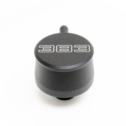 Breather - Push-In - Round - 1-1/4 in Hole - PCV Valve - 383 Script Logo - Aluminum - Black Powder Coat - Each