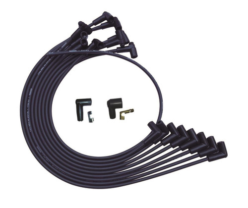 Spark Plug Wire Set - Ultra - Spiral Core - 8 mm - Black - 90 Degree Plug Boots - HEI Style Terminal - Over The Valve Cover - Small Block Chevy - Kit