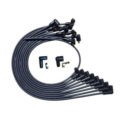 Spark Plug Wire Set - Ultra - Spiral Core - 8 mm - Black - 90 Degree Plug Boots - Socket Style - Over The Valve Cover - Small Block Chevy - Kit