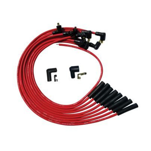 Spark Plug Wire Set - Ultra - Spiral Core - 8 mm - Red - Straight Plug Boots - Socket Style - Over The Valve Cover - Big Block Chevy - Kit