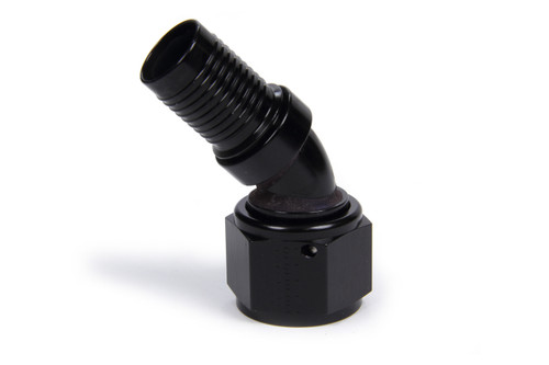 Fitting - Hose End - HS-79 - 45 Degree - 12 AN Hose Crimp to 12 AN Female - Aluminum - Black Anodized - Each
