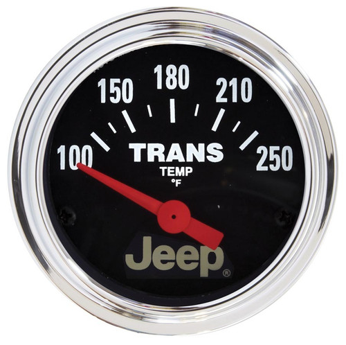 Transmission Temperature Gauge - Jeep - 100-250 Degree F - Electric - Analog - Short Sweep - 2-1/16 in Diameter - Jeep Logo - Black Face - Each