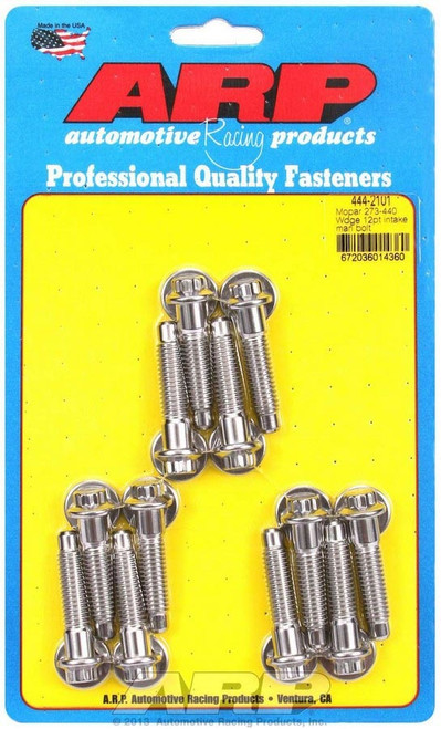 Intake Manifold Bolt Kit - 12 Point Head - Stainless - Polished - Mopar V8 - Kit