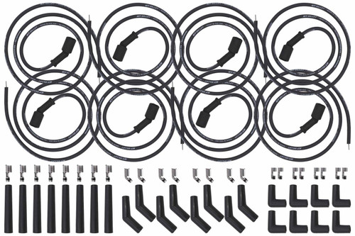 Spark Plug Wire Set - Spiral Core - 8 mm - Black - Factory Style Boots / Terminals - GM LS-Series / Gm GenV LT-Series - Kit
