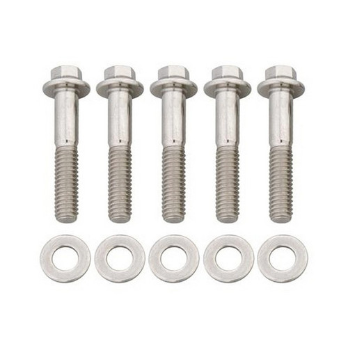 Bolt - 5/16-24 in Thread - 1.25 in Long - 3/8 in Hex Head - Stainless - Polished - Universal - Set of 5