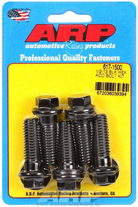 Bolt - 1/2-13 in Thread - 1.5 in Long - Hex Head - Chromoly - Black Oxide - Universal - Set of 5