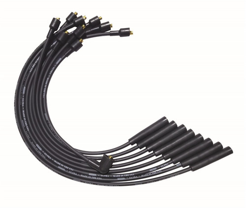 Spark Plug Wire Set - Ultra - Spiral Core - 8 mm - Black - Straight Plug Boots - Socket Style - Small Block Mopar - Kit