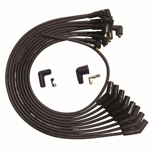 Spark Plug Wire Set - Ultra - Spiral Core - 8 mm - Black - 135 Degree Plug Boots - Socket Style - Small Block Ford - Kit