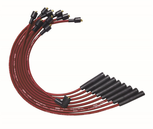 Spark Plug Wire Set - Ultra - Spiral Core - 8 mm - Red - Straight Plug Boots - Socket Style - Small Block Mopar - Kit