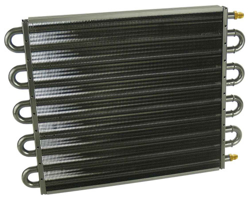 Fluid Cooler - 17.5 x 12.625 x 0.75 in - Tube Type - 6 AN Male Inlet / Outlet - Aluminum / Copper - Black Powder Coat - Universal - Each