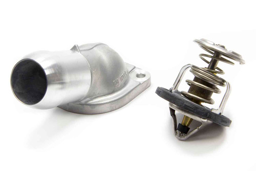 Water Neck and Thermostat - 1-1/2 in ID Hose - 186 Degree Thermostat - Replacement - Aluminum - Natural - GM LS-Series - Each