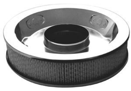 Air Cleaner Assembly - 14 in Round - 3 in Tall - 5-1/8 in Carb Flange - Raised Base - Steel - Chrome - Kit Air Cleaner Assembly - 14 in Round - 3 in Tall - 5-1/8 in Carb Flange - Raised Base - Steel - Chrome - Kit