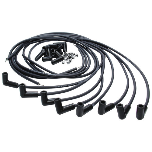 Spark Plug Wire Set - Spiral Core - 8 mm - Black - 90 Degree Plug Boots - HEI Style Terminal - Cut-To-Fit - V8 - Kit Spark Plug Wire Set - Spiral Core - 8 mm - Black - 90 Degree Plug Boots - HEI Style Terminal - Cut-To-Fit - V8 - Kit