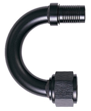 Fitting - Hose End - 180 Degree - 12 AN Hose Barb to 12 AN Female - Aluminum - Black Anodized - Each