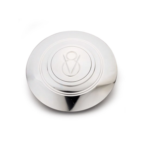 Horn Button - Domed - Lecarra V8 Logo - Aluminum - Polished - Lecarra 9 Bolt Steering Wheels - Each