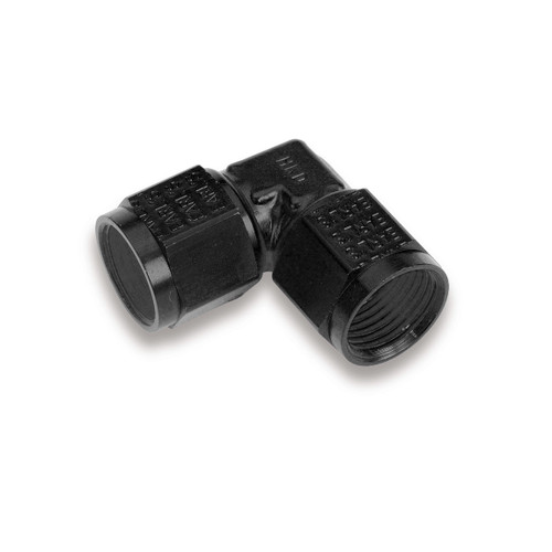 Fitting - Adapter - 90 Degree - 16 AN Female Swivel to 16 AN Female Swivel - Low Profile - Aluminum - Black Anodized - Each