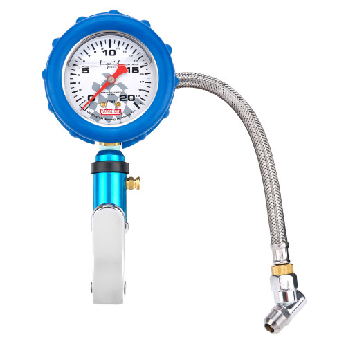 Tire Inflator and Gauge - 0-20 psi - Analog - Liquid Filled - 2-1/4 in Diameter - Silver Face - Each