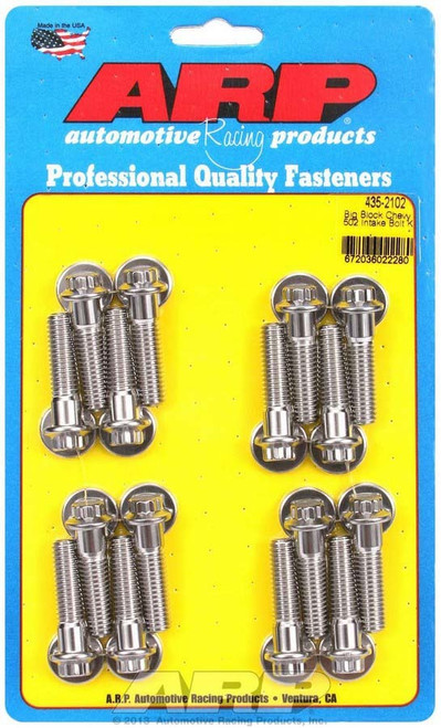 Intake Manifold Bolt Kit - 12 Point Head - Stainless - Polished - Big Block Chevy - Kit Intake Manifold Bolt Kit - 12 Point Head - Stainless - Polished - Big Block Chevy - Kit