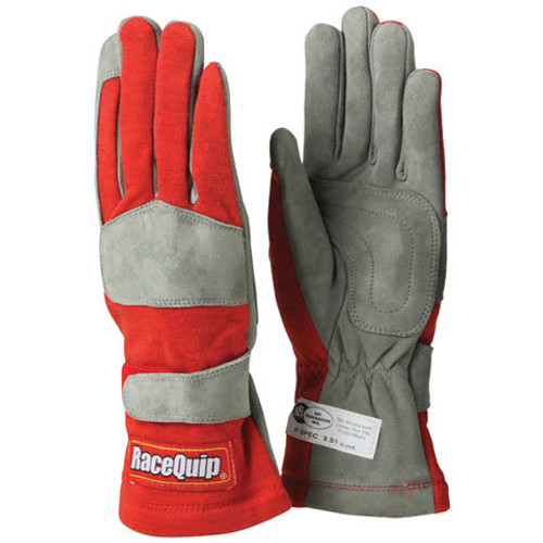 Driving Gloves - 351 Series - SFI 3.3/1 - Single Layer - Nomex / Suede - Red / Gray - Medium - Pair