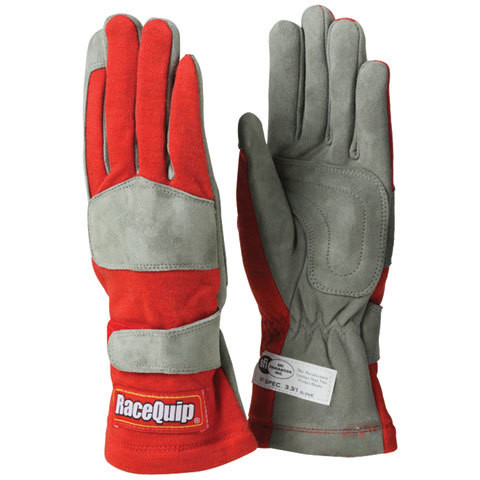 Driving Gloves - 351 Series - SFI 3.3/1 - Single Layer - Nomex / Suede - Red / Gray - X-Large - Pair