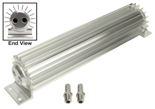 Fluid Cooler - 14.25 x 2.188 x 3.25 in - Heat Sink - 3/8 in NPT Female Inlet / Outlet - 3/8 in Hose Barb Adapters - Aluminum - Natural - Universal - Each