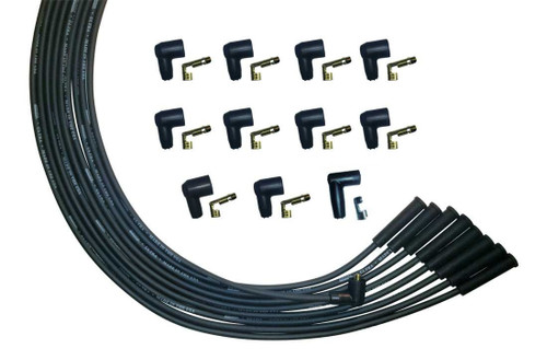 Spark Plug Wire Set - Ultra - Spiral Core - 8 mm - Black - Straight Plug Boots - Socket Style - Universal 8-Cylinder - Kit
