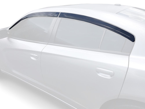 Side Window Visor - Low Profile - In-Channel Ventvisor - Stick-On - Front / Rear - Plastic - Dark Smoke - Dodge Charger 2011-22 - Kit